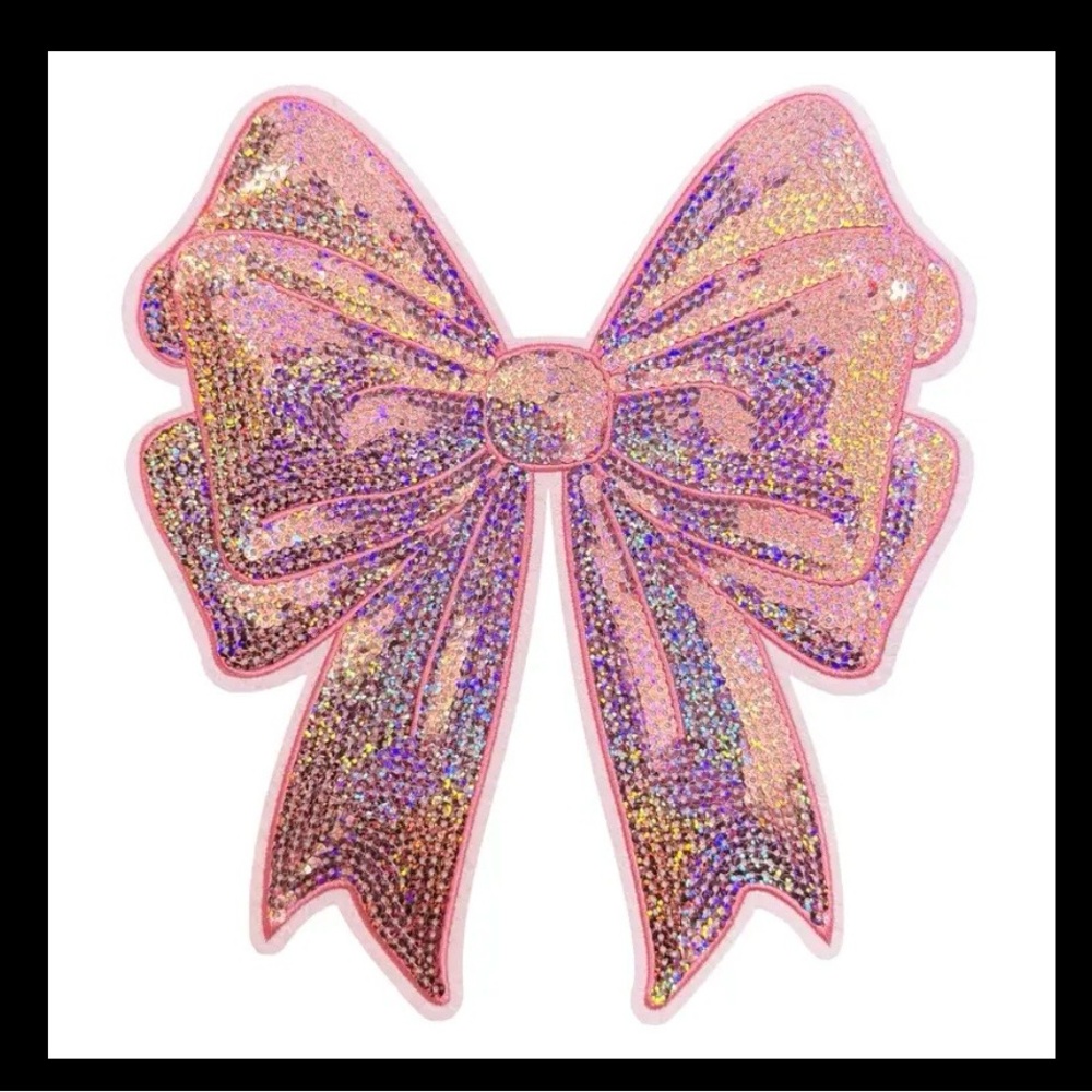 Pink Sequins Iron-On Appliqué Bow, DIY, Crafts, Clothes, Home, Embellishments